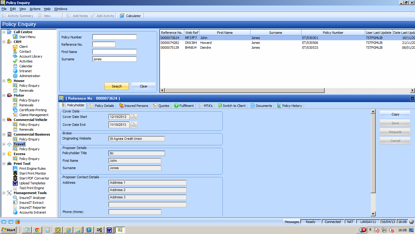 InsureIT Software Example